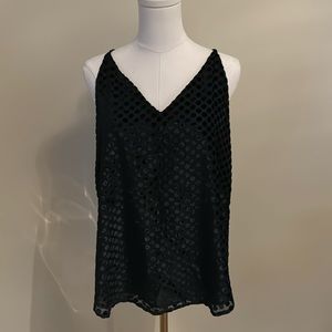 LOFT Black Velvet Polka Dot Camisole Tank Medium